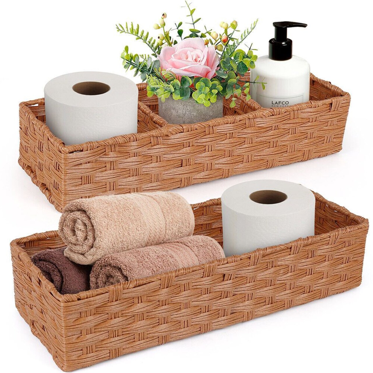 Woven Tank Topper Basket Bathroom Decor and Toilet Paper Organizer